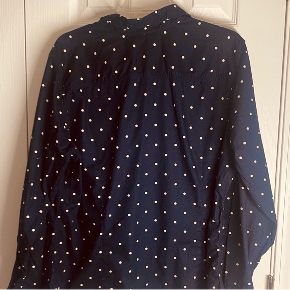 Eddie Bauer Plus Size Polka Dots Shirt Navy Blue Ling Sleeves Size 2XL - Picture 3 of 4